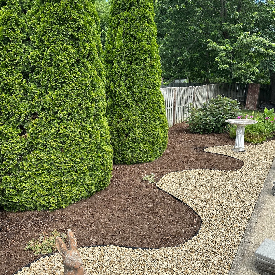 Mulch and rock installation